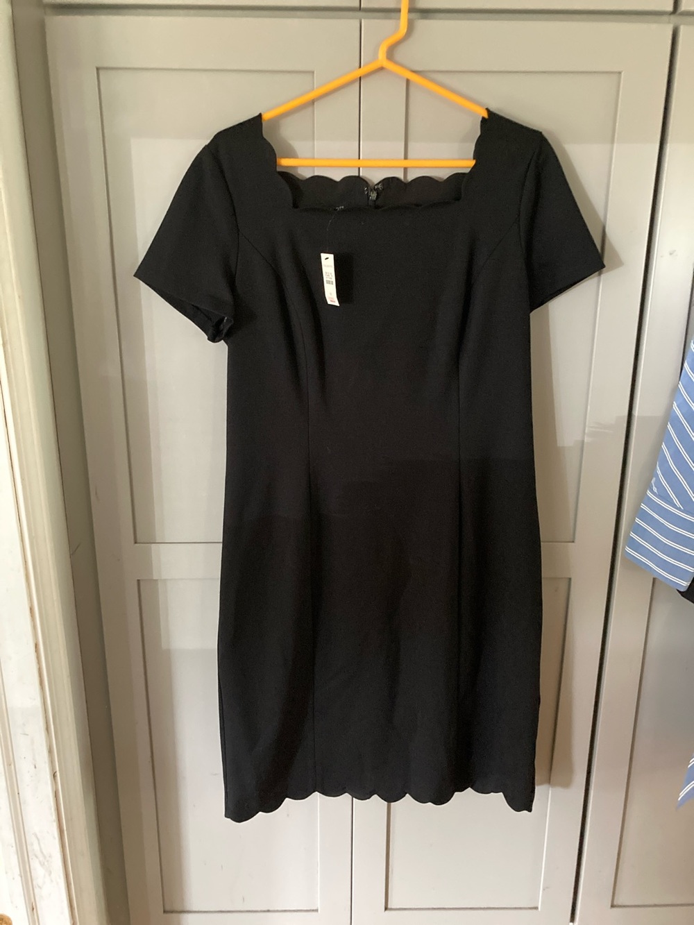 Talbots Black Scallop Neck Short Sleeve Dress
